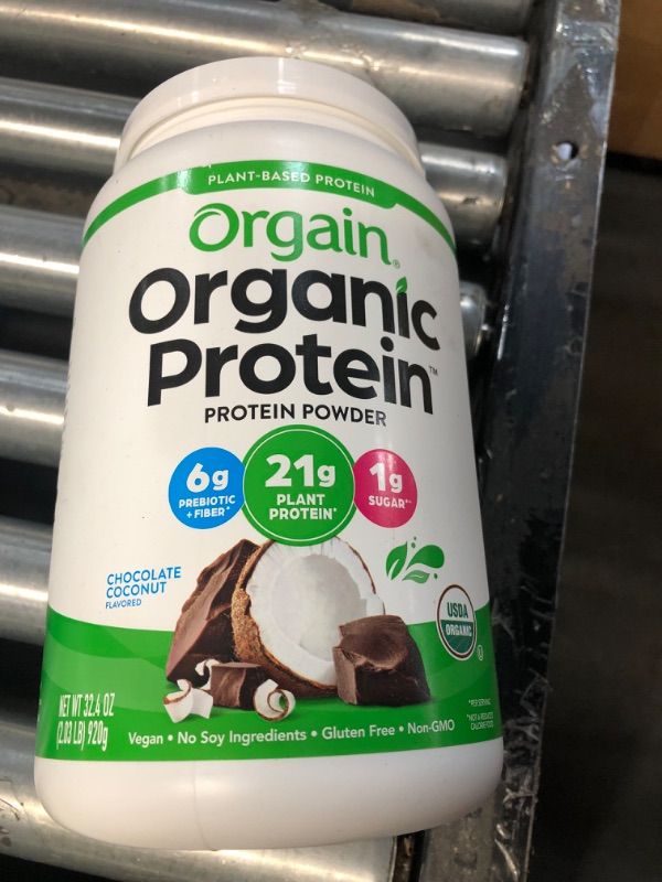 Photo 3 of ***BEST BY 05/27/2024***Orgain Vegan Protein Powder, Chocolate Coconut - 21g of Plant Based, Low Net Carbs, Non Dairy, Gluten, Lactose Free, No Sugar Added, Soy Free, Kosher, Non-GMO, 2.03 Pound Chocolate Coconut, 2 lb