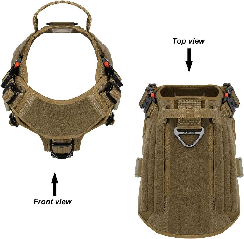 Photo 4 of (READ FULL POST) ICEFANG Tactical Dog Harness, Small Size,2X Metal Buckle, Working Dog MOLLE Vest with Handle, Hook and Loop Panel - Small - Ranger Green