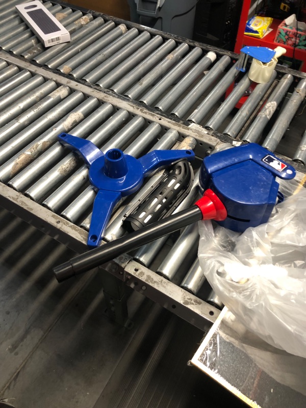 Photo 1 of **missing three balls** Franklin Sports Baseball Pitching Machine - Adjustable Baseball Hitting & Fielding Practice Machine For Kids - with 6 Baseballs - Blue
