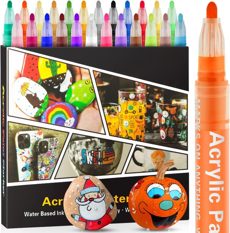 Photo 1 of Acrylic Paint Pens Markers-24 Colors Waterproof Paint Pens - Bright Colors