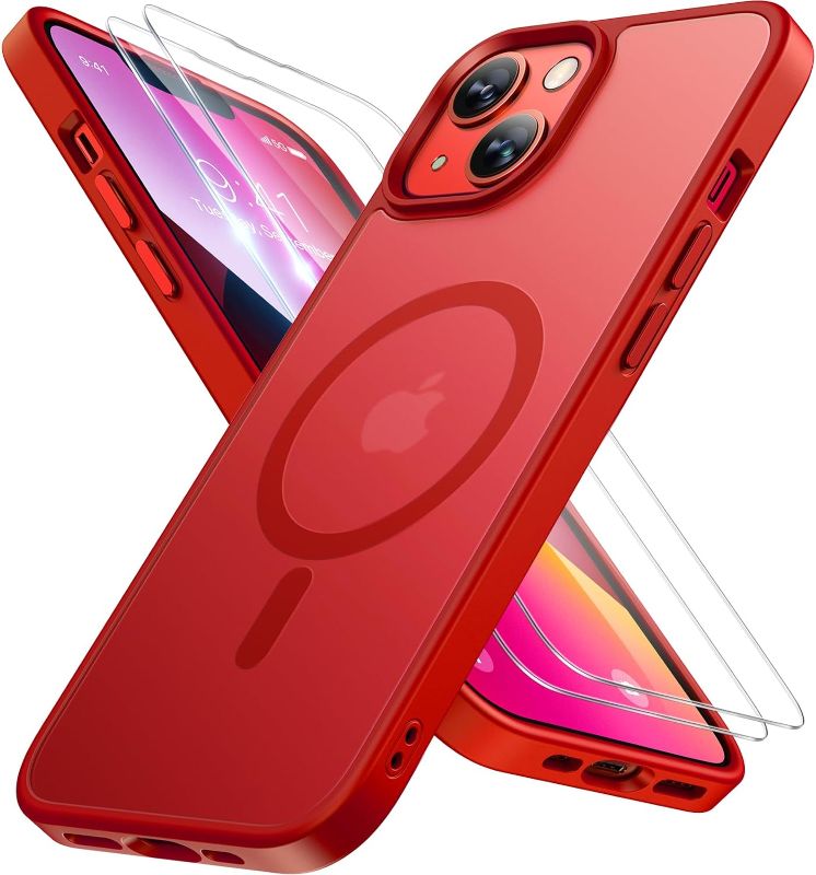 Photo 1 of Miracase Magnetic Series for iPhone 14 Plus Case [Compatible with MagSafe] [with 2X Screen Protectors] Red
