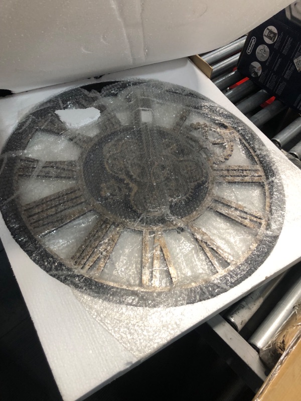 Photo 1 of The B-Style Large Real Moving Gears Wall Clock 30 inch Rustic Retro Industrial Farmhouse Wood Clock Oversized Decorative Vintage Wall Clocks for Living Room (Black)