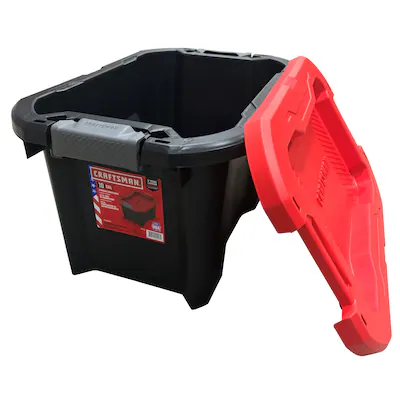Photo 1 of **cracked bottom see pics** CRAFTSMAN Medium 10-Gallons (40-Quart) Black Heavy Duty Tote with Latching Lid