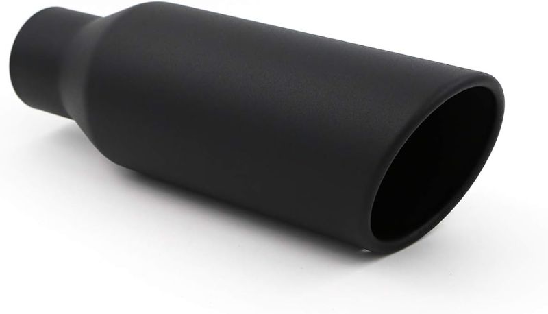 Photo 1 of (READ FULL POST) RP Remarkable Power, 2.5" Inlet 4" Outlet 12" Long Stainless Steel Rolled Edge Exhaust Tip Black EXT08