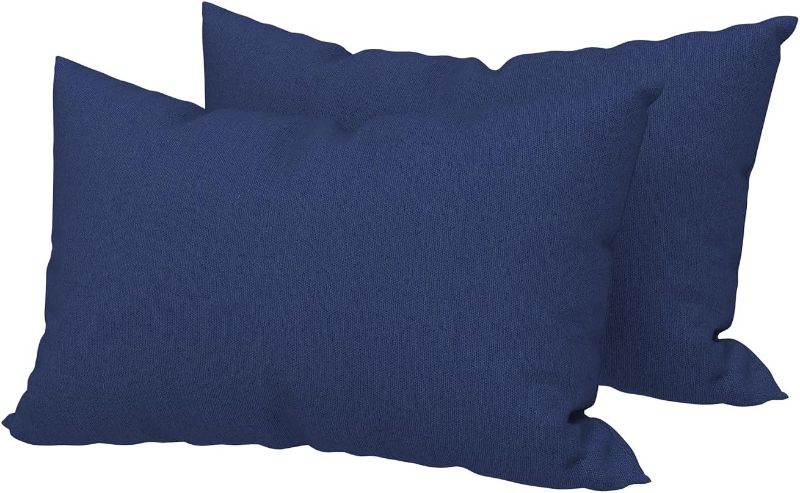 Photo 1 of (SIMILAR TO STOCK PHOTO) COZPLEN Rectangle Outdoor Lumbar Pillows, 10x18 inches Waterproof Patio Pillows, Decorative Waist Pillows for Outdoor Furnitures, Set of 2,(Beige and Navy