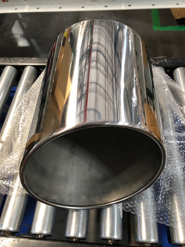 Photo 2 of LCGP 4" inlet Universal Diesel Exhaust Tip 10" outlet 18" Long Tail Tip, Polished & Rolled Angle Cut, Bolt-On,Stainless Steel Polished 4“x10"x18"