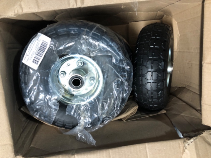 Photo 2 of (4-Pack) AR-PRO 10-Inch Solid Rubber Tires and Wheels - Replacement 4.10/3.50-4” Tires and Wheels with 5/8” Axle Bore Hole, 2.2” Offset Hub, and Double Sealed Bearings - Perfect for Gorilla Carts 4 Sliver