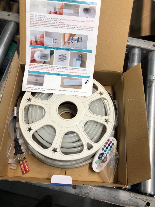 Photo 1 of FORT AC110V 120V LED RGB Neon Rope Lights, 50FT Linkable Light Strip,144 led/M IP67 Waterproof, Multicolor Neon Strip Lighting with Remote Controller for Indoor Outdoor Home Commercial Decor ETL FCC 50FT RGB (Red, Green, Blue)