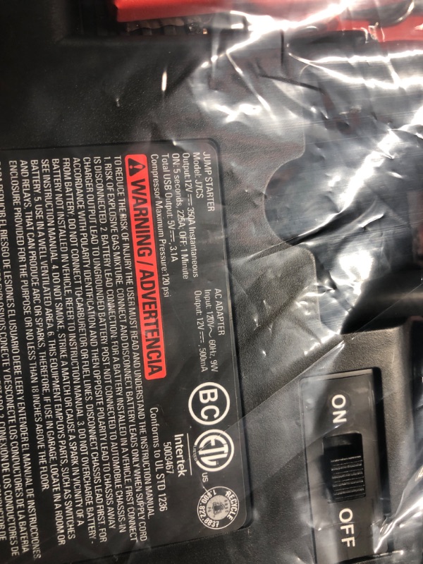 Photo 1 of STANLEY FATMAX J7CS Portable Power Station Jump Starter: 700 Peak/350 Instant Amps, 120 PSI Air Compressor, 3.1A USB Ports, Battery Clamps