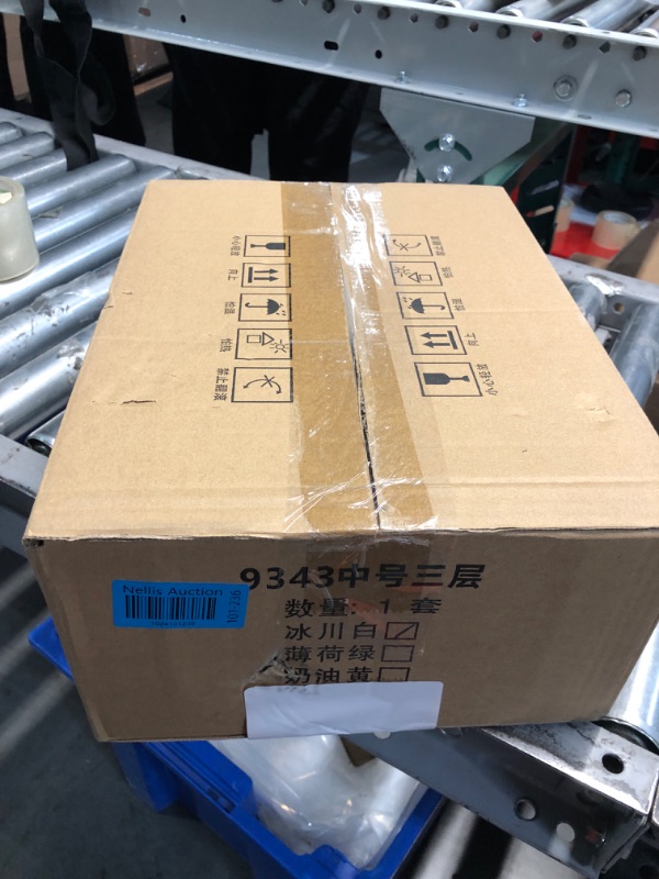 Photo 1 of 3 Tier Rolling Cart, Utility Cart with Handle and Lockable Universal Casters, White-3 Tier