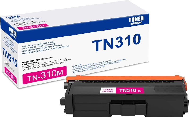 Photo 1 of 1 Pack TN310 Magenta Toner Cartridge, Compatible for Brother TN310 TN-310 Toner Replacement for HL-4150CDN HL-4140CW HL-4570CDW HL-4570CDWT MFC-9640CDN...
