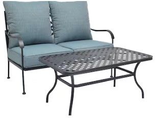 Photo 1 of [READ NOTES]
Style Selections San Terra 2-Piece Patio Conversation Set with Blue Cushions
