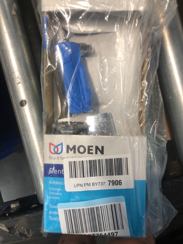 Photo 2 of (iTEM IS LOOSE IN BOX WITH LOSE HARDWARE) Moen Genta LX Chrome Modern 6.8-Inch Length Hand-Towel Bar for Bathroom or Kitchen, BH3886CH