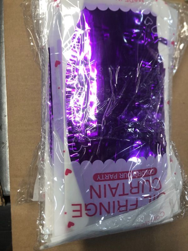 Photo 2 of (BUNDLE OF 2/ NO RETURNS) PABUES 5 Pack 3.3 x 6.6 FT Purple Foil Fringe Backdrop Curtain, Streamer Backdrop Curtains, Streamers Birthday Party Decorations, Fringe Backdrop for Graduation, Baby Shower, Gender Reveal 5 Pack Purple