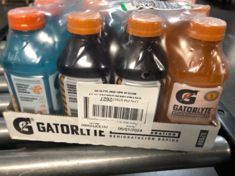 Photo 1 of (EXP DATE: 6/1/24) Gatorlyte Rapid Rehydration Electrolyte Beverage, 3 Flavor Variety Pack, 20oz Bottles (12 Pack) 3-Flavor Variety Pack