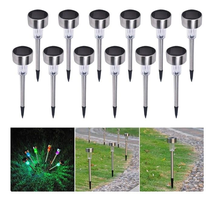 Photo 1 of **NON-REFUNDABLE, PARTS ONLY** GIGALUMI Solar Pathway Lights, 12 Pack Garden Solar Outdoor Lights, IP65 Waterproof Landscape Lighting for Yard and Walkway, Solar Powered Garden Decor for Outside Patio Porch, Warm White