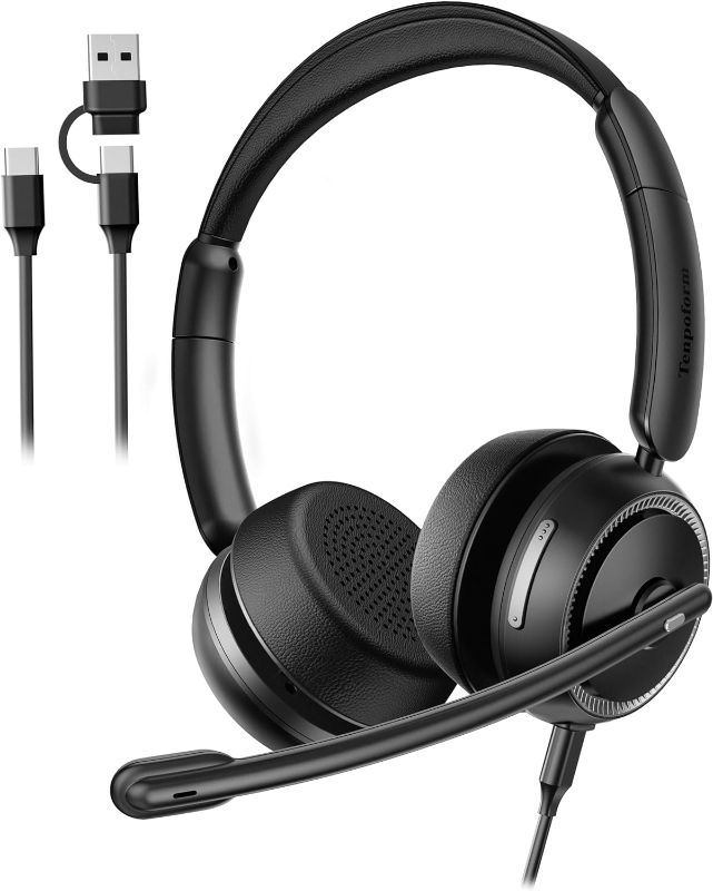 Photo 1 of Headset with Mic, USB Headset with Microphone, Computer Headset with Noise Canceling Microphone for PC Laptop, Wired Headset for Work from Home Office Teams Skpye Zoom
