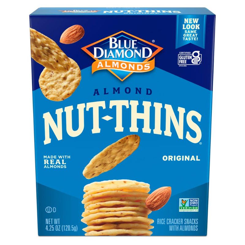 Photo 1 of **NONREFUNDABLE** Blue Diamond Almonds Nut Thins Gluten Free Cracker Crisps, Original, 4.25 Ounce (Pack of 12) BB 6/12/24
