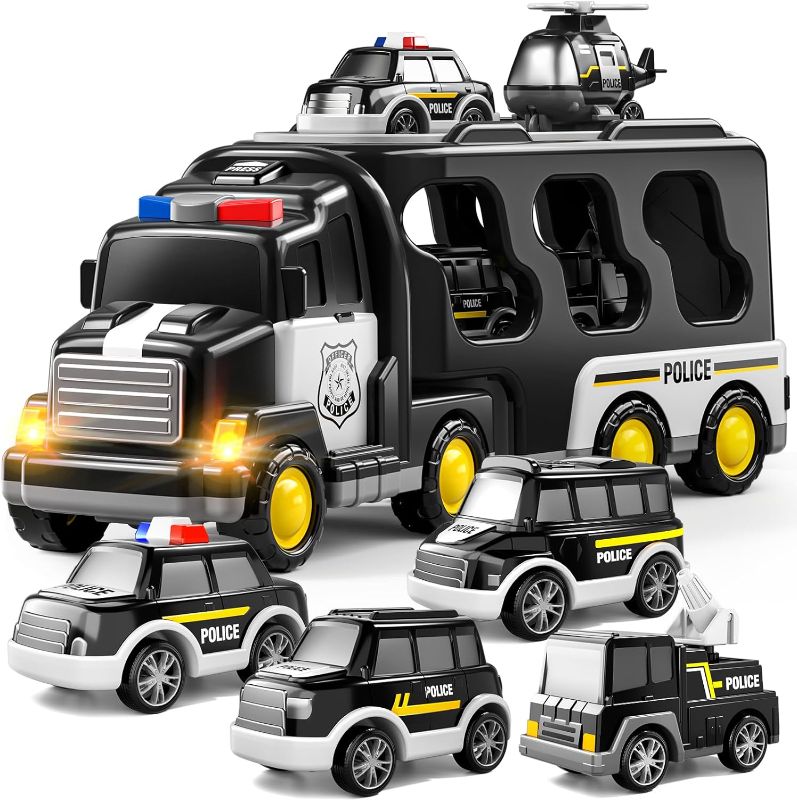 Photo 1 of Doloowee Police Truck Toys Toddlers 3 4 5 6 Years Old, 5 in 1 Truck Friction Power Toy Car Christmas Birthday Gifts for Boys & Girls 3-5 5 in 1 Police Truck