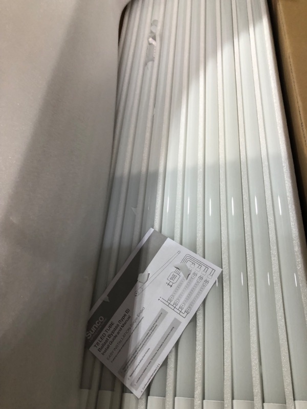 Photo 4 of **damaged**Sunco Lighting 50 Pack 4FT T8 LED Tube, 18W=40W, Fluorescent, Frosted Cover, 5000K Daylight, Single Ended Power (SEP), Ballast Bypass, Commercial Grade - UL Listed, DLC