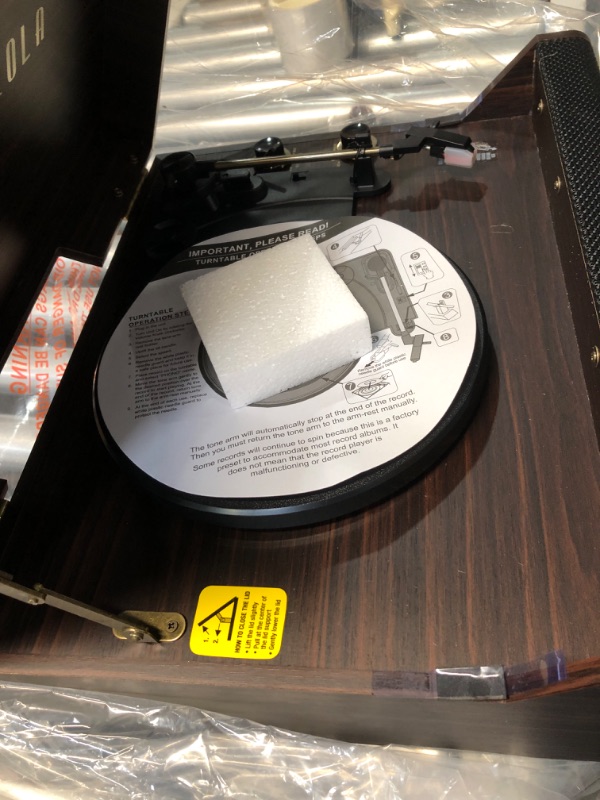 Photo 4 of **damaged**Victrola's 4-in-1 Highland Bluetooth Record Player with 3-Speed Turntable with FM Radio, Espresso (VTA-330B-ESP)