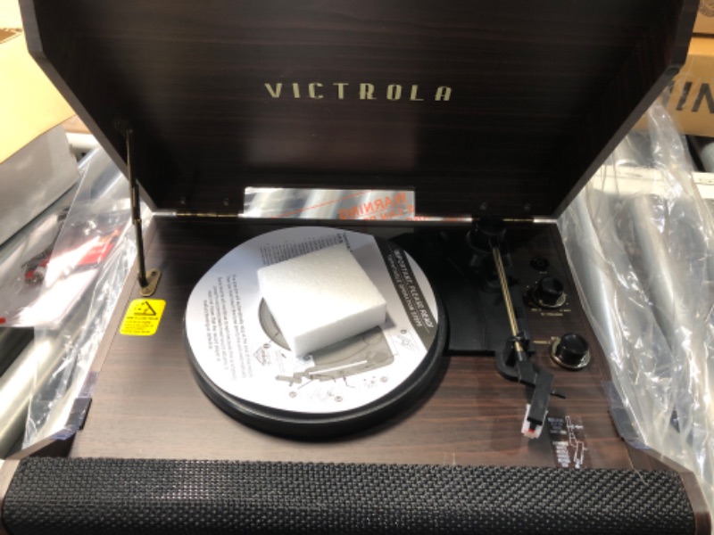 Photo 2 of **damaged**Victrola's 4-in-1 Highland Bluetooth Record Player with 3-Speed Turntable with FM Radio, Espresso (VTA-330B-ESP)