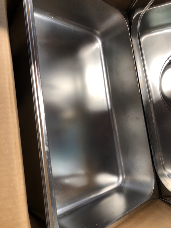 Photo 3 of **missing item**Mophorn 4 Pack Hotel Pan 3.7" Deep Steam Table Pan Full Size with Lid 20.8" L x 13" W Hotel Pan 22 Gauge Stainless Steel Anti Jam Steam Table Pan