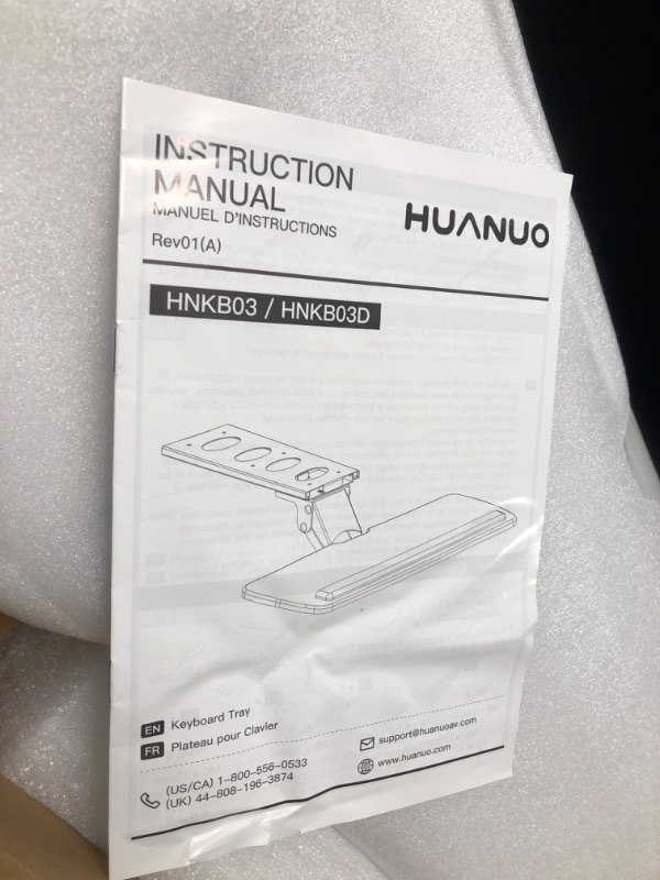 Photo 1 of HUANUO Keyboard Tray Under Desk, 360 Adjustable Ergonomic Sliding Keyboard & Mouse Tray, 25" W x 9.8" D, Black