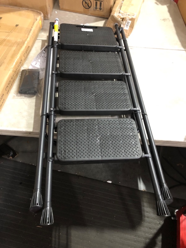 Photo 3 of ***USED - LIKELY MISSING PARTS - UNABLE TO VERIFY FUNCTIONALITY***
HBTower 4 Step Ladder with Handrails, Folding Step Stool with Wide Anti-Slip Pedal, 330lbs Sturdy Steel Ladder, Convenient Handgrip, Lightweight, Portable Steel Step Stool, Black 4-Step wi