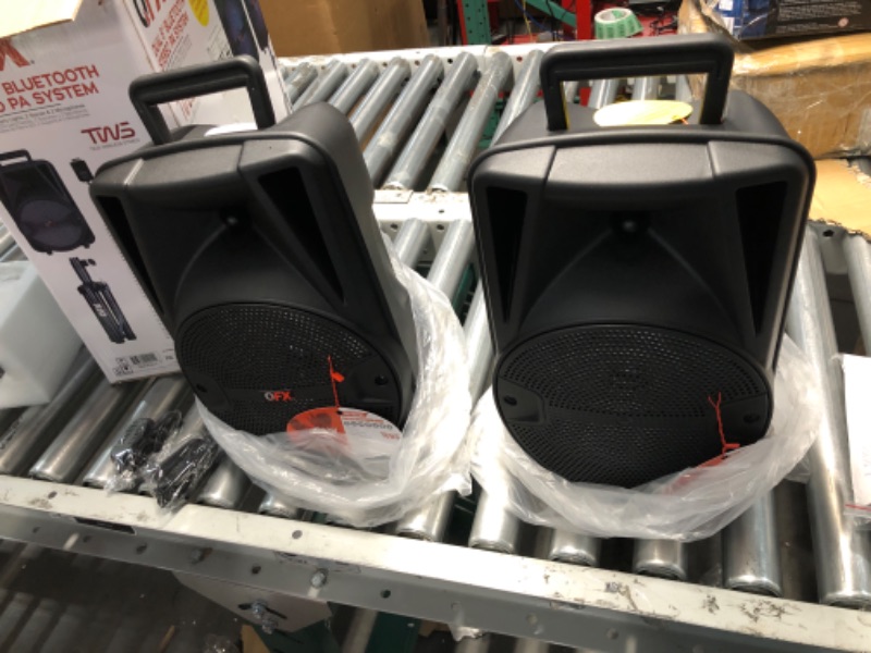 Photo 4 of PBX-800TWS 8-Inch Bluetooth Stereo PA System Comes with 2X 8 Speakers and 2X Stands, 2X Microphones, and a Remote Control