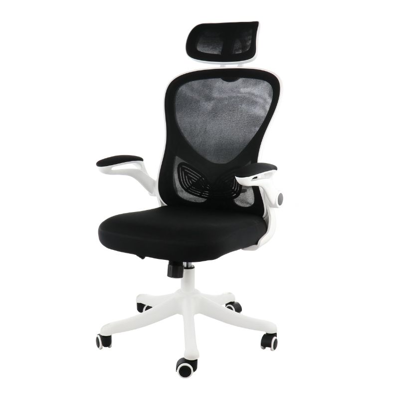 Photo 1 of (incomplete)(sold for parts) Elama High Back Adjustable Mesh and Fabric Office Chair with Adjustable Head Rest (White/Black)