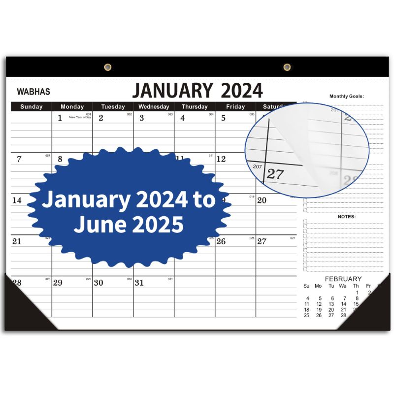 Photo 1 of Desk Calendar-Calendar 2024-2025-18 Months-January 2024-June 2025,Desk Calendar 2024 with to-do List,Thick Paper,2024 Calendar 17" x 12" For Planning Use for Home or Office.