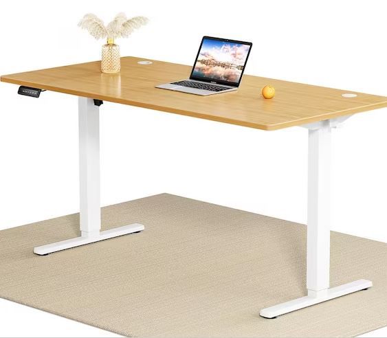 Photo 1 of **MISSING TABLE TOP**
63 in. Rectangular Oak Electric Standing Computer Desk Height Adjustable Sit or Stand Up