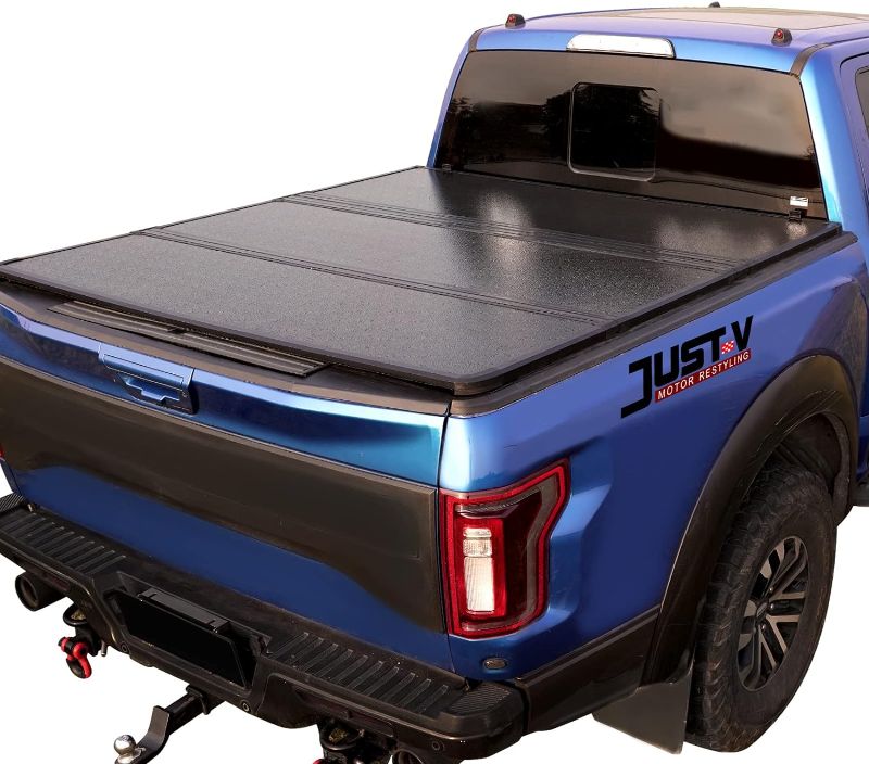 Photo 1 of Hard Tri-Fold Truck Bed Tonneau Cover Replacement for Chevy Silverado 1500 GMC Sierra 1500 2019-2024 Only Fit Crew Cab 5.8 FT Bed (5" 8' Bed), All Weather Truck Bed Cover, FRP Textured Black