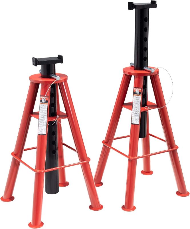 Photo 1 of **MISSING ONE JACK** Sunex 1410 10-Ton, High Height, Pin Type, Jack Stands, Pair 10 Ton High