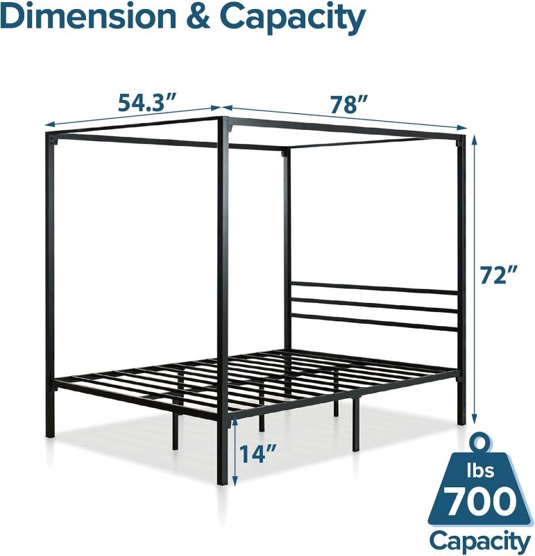 Photo 4 of (READ FULL POST) ZINUS Patricia Black Metal Canopy Platform Bed Frame / Mattress Foundation with Steel Slat Support / No Box Spring Needed / Easy Assembly, Queen Black Queen Bed Frame