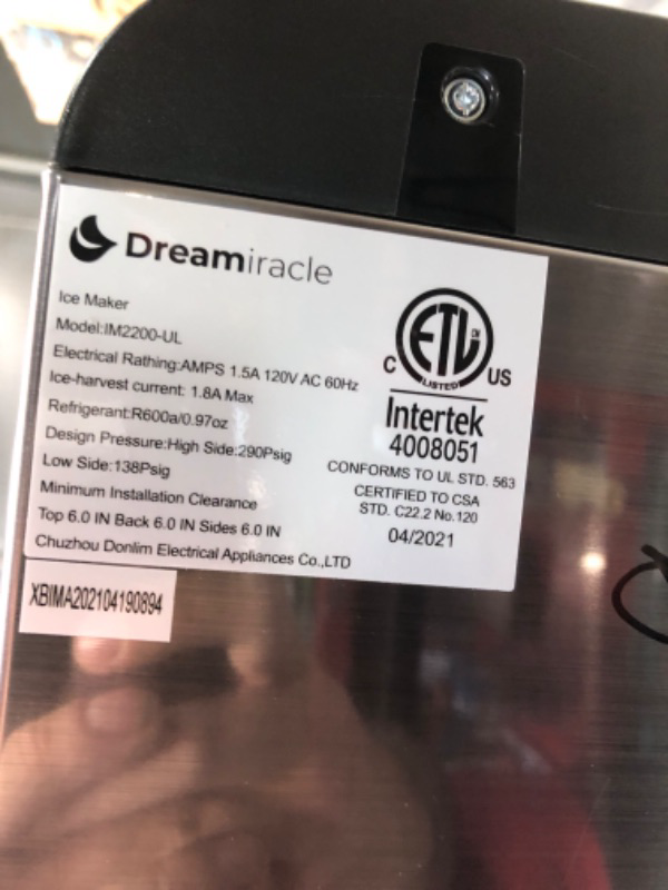 Photo 1 of (NON-REFUNDABLE) Dreamiracle Ice Maker Machine Countertop Self-Cleaning, 33lbs/24h, Two-Size Bullet Ice Cubes, 2.8L Water Tank, 9 Cubes/Batch Stainless DarkGrey