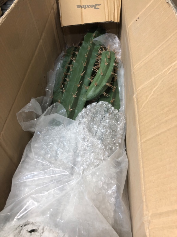 Photo 1 of Jexine 35 Inch Artificial Cactus, Tall Fake Big Cactus Potted Faux Cacti Plants for Home Office Store Garden Decor Housewarming Gifts (1 Pcs)