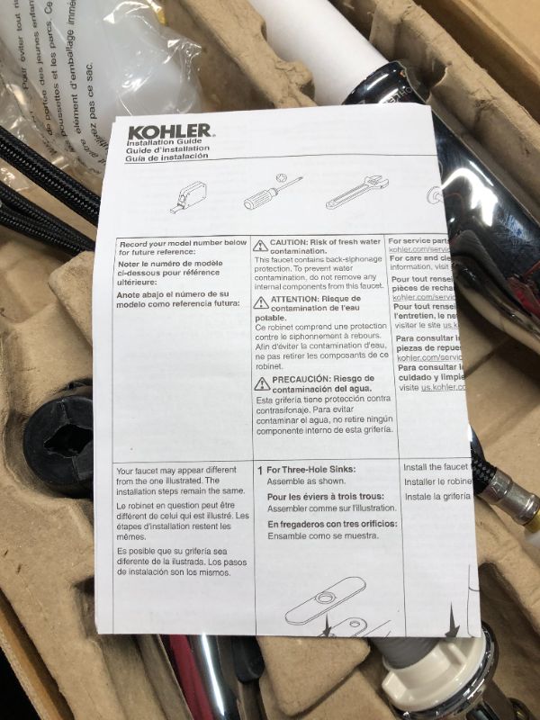 Photo 5 of ***USED - LIKELY MISSING PARTS - UNABLE TO VERIFY FUNCTIONALITY***
KOHLER REC23863-SD-CP Motif Kitchen Faucet with Pull Down Sprayer and Soap Dispenser, Kitchen Sink Faucet in Polished Chrome