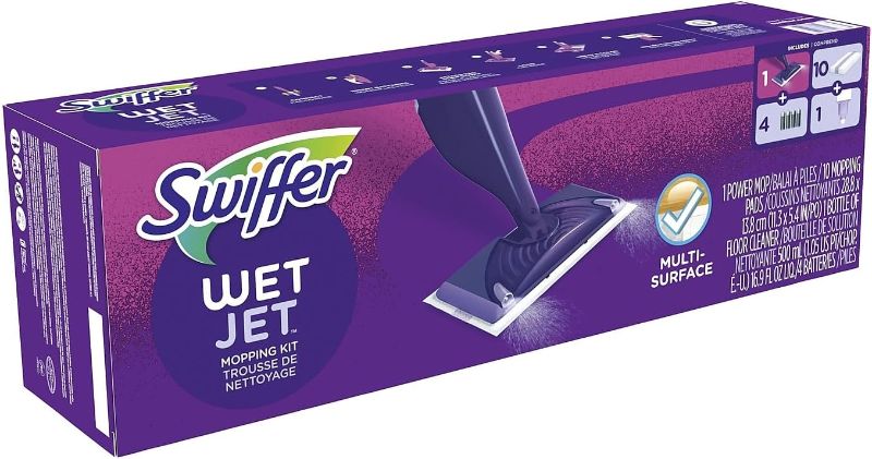 Photo 1 of ***USED - LIKELY MISSING PARTS - UNABLE TO VERIFY FUNCITONALITY***
Swiffer WetJet Starter Kit and Heavy Duty Refill Cleaning Bundle