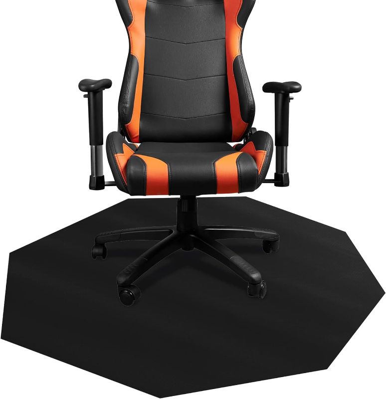 Photo 1 of DESKU - Octagon Gaming Chair Mat, Computer and Office Chair Mat for Carpet, Black, 46 Inches x 49.5 Inches