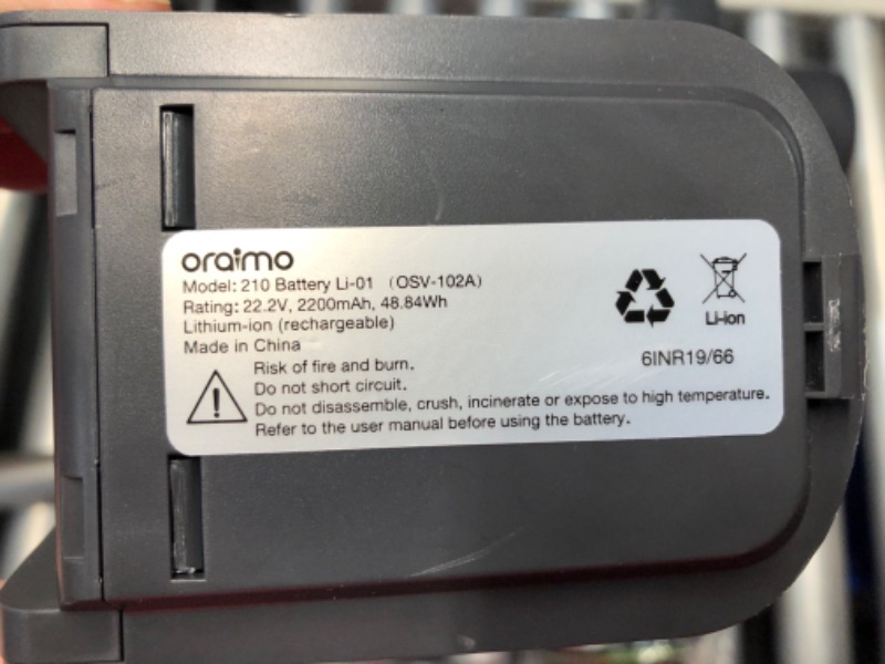 Photo 3 of ***USED - POWERS ON - UNABLE TO TEST FURTHER***
Oraimo Cordless Vacuum, 24KPA Vacuum Cleaner with 270W Brushless Motor