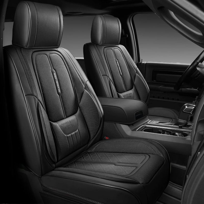 Photo 1 of NS YOLO Full Coverage Car Seat Covers Full Set Fit for 2007-2023 Ford F150 F250 F350 F450 Limited SuperCrew Super Duty XL/XLT Lariat Pickup Trucks with Waterproof Leatherette (Beige)