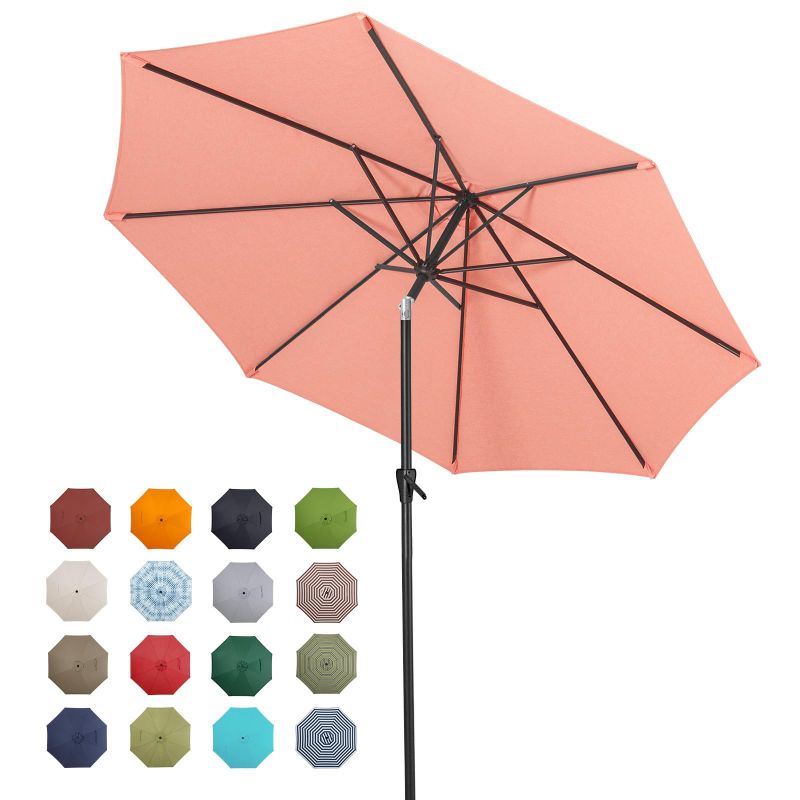 Photo 1 of Tempera Patio Market Outdoor Table Umbrella with Push Button Tilt and Crank,Large Sun Umbrella with Sturdy Pole&Fade resistant canopy,Easy to set Pink 9ft