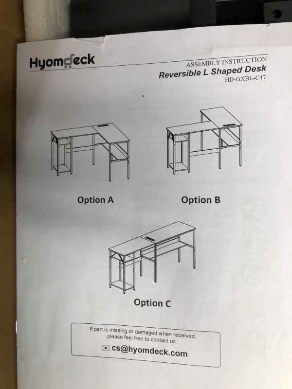 Photo 3 of Reversible L Shaped Computer Desk with Power Outlets and USB Charging Ports, Black