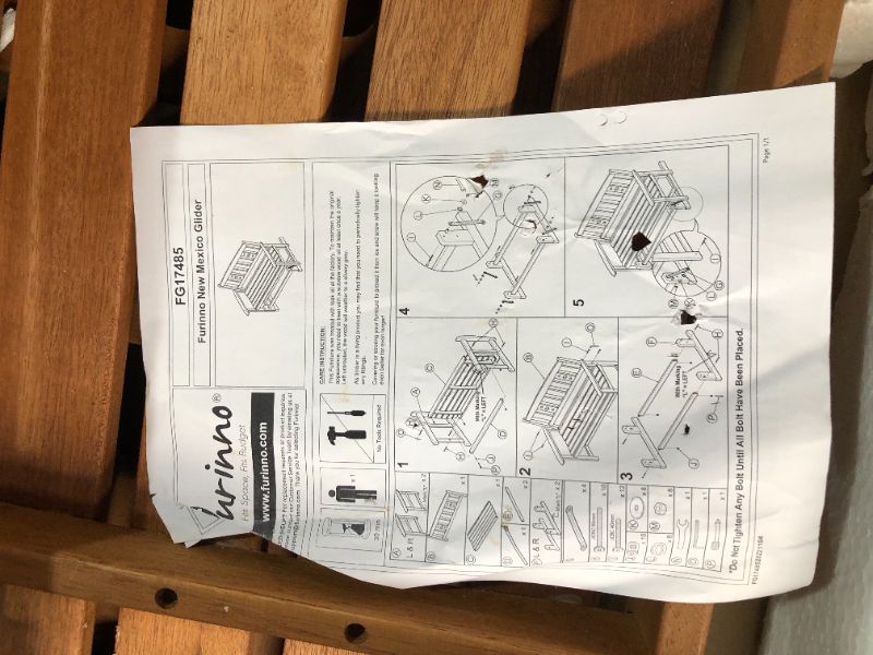 Photo 6 of ***USED - LIKELY MISSING PARTS - UNABLE TO VERIFY FUNCTIONALITY***
FURINNO FG17485 Tioman Outdoor Hardwood New Mexico Glider