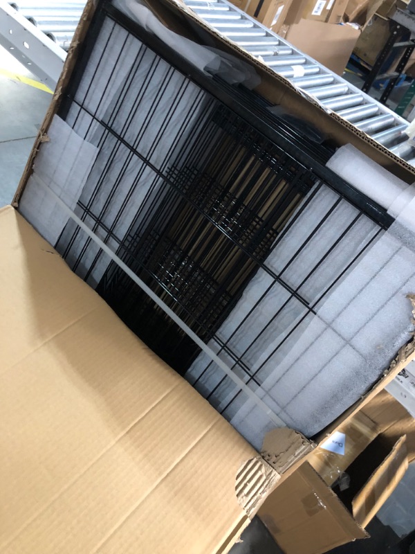 Photo 1 of Decorative Garden Fence Panels, Wide Gate Low Threshold, Dog Fence Outdoor for Yard. Animal Barrier Fence, Camping Fence, Black 24in(H)×24in(L) 7 Panels+1 Gate