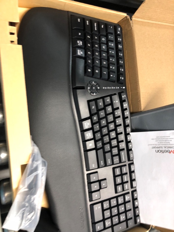 Photo 4 of MEETION Ergonomic Wireless Keyboard and Mouse, Ergo Keyboard with Vertical Mouse, Split Keyboard with Cushioned Wrist, Palm Rest, Natural Typing, Rechargeable, Full Size, Windows/Mac/Computer/Laptop