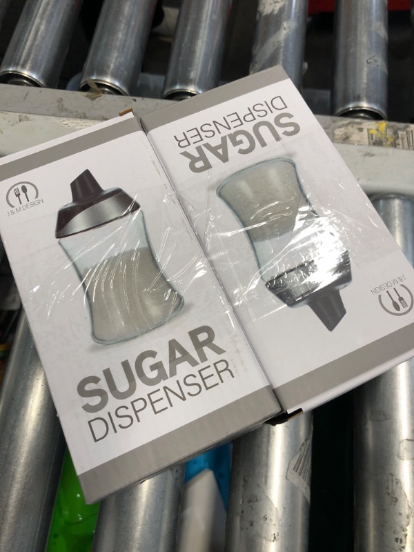 Photo 1 of (Pack of 2) J&M DESIGN Sugar Dispenser w/Pour Spout For Coffee Bar Accessories, Tea Organizer Station Essentials, Coffee Gifts & Kitchen Baking w/Easy Spoon Pouring Shaker Lid - 7.5oz Glass Jar Container Bowl
