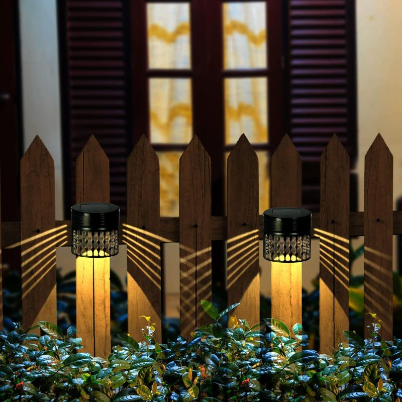 Photo 1 of (READ FULL POST) Anordsem Solar Deck Lights, 4 Pack Solar Fence Lights with Warm White and RGB Lock Mode